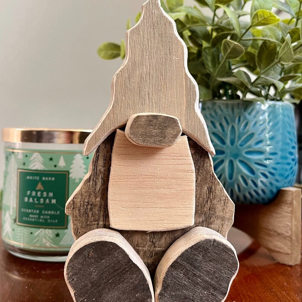 Handcrafted Repurposed Gnome Shelf Sitter ONLY (that can be a Stocking Holder)
